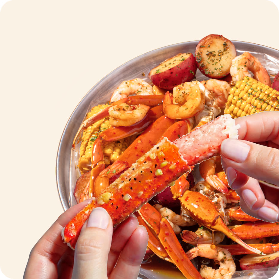 A family sharing a Red Lobster feast